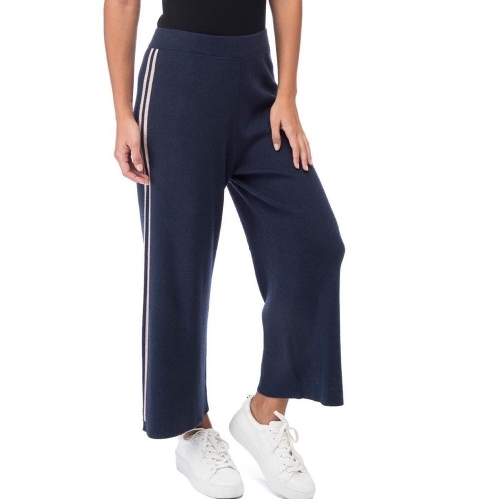 bobeau Alexis Ribbed Knit Palazzo Wide Leg Crop Pants M
